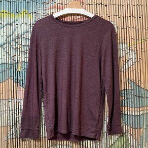 Heatkeep Crew Neck Long Sleeve Men's Rayon Knit Blend T-Shirt, Maroon, Small